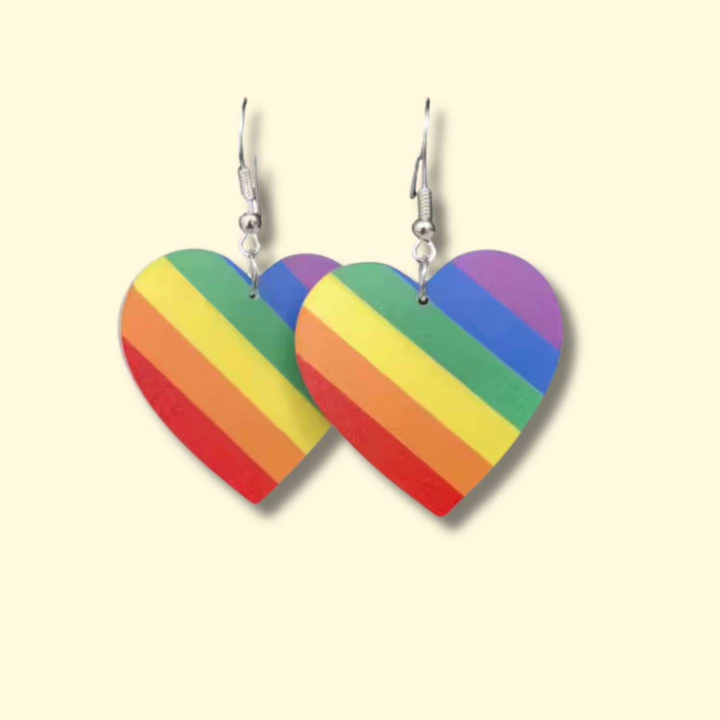 Rainbow Heart Earrings - Diagonal