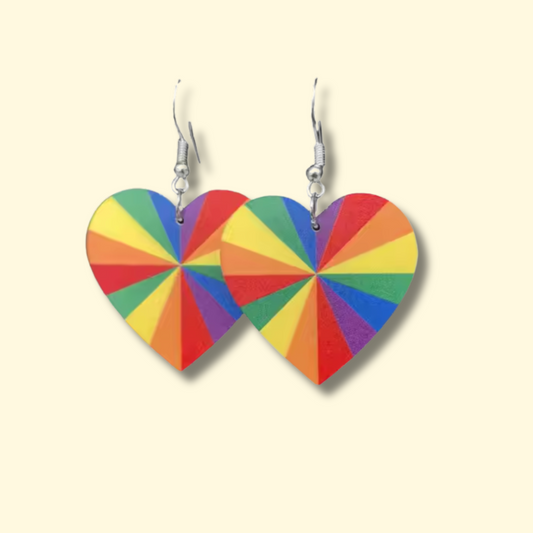 Rainbow Heart Earrings - Kaleidoscope
