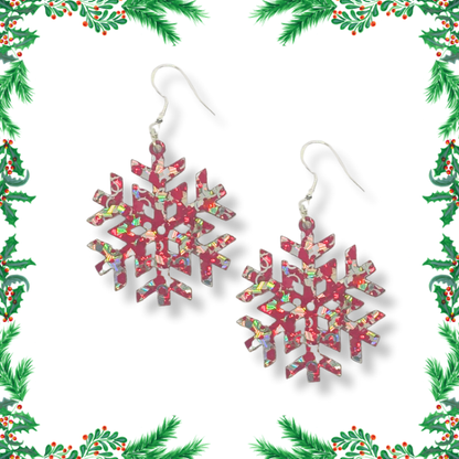 Glitter Snowflake Earrings