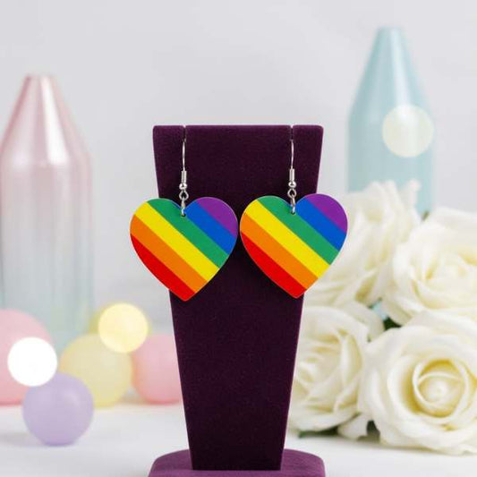 Rainbow Heart Earrings - Diagonal