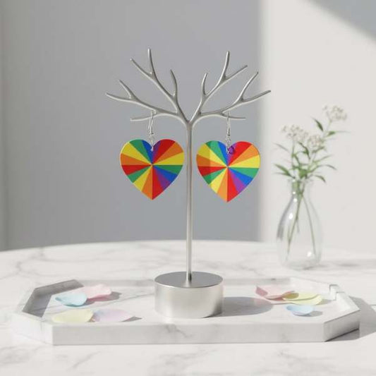 Rainbow Heart Earrings - Kaleidoscope